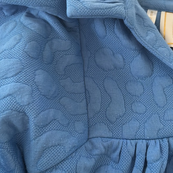 Emily McCarthy Stella dress Marine cheetah Puff Sleeve Blue Large - Picture 5 of 7